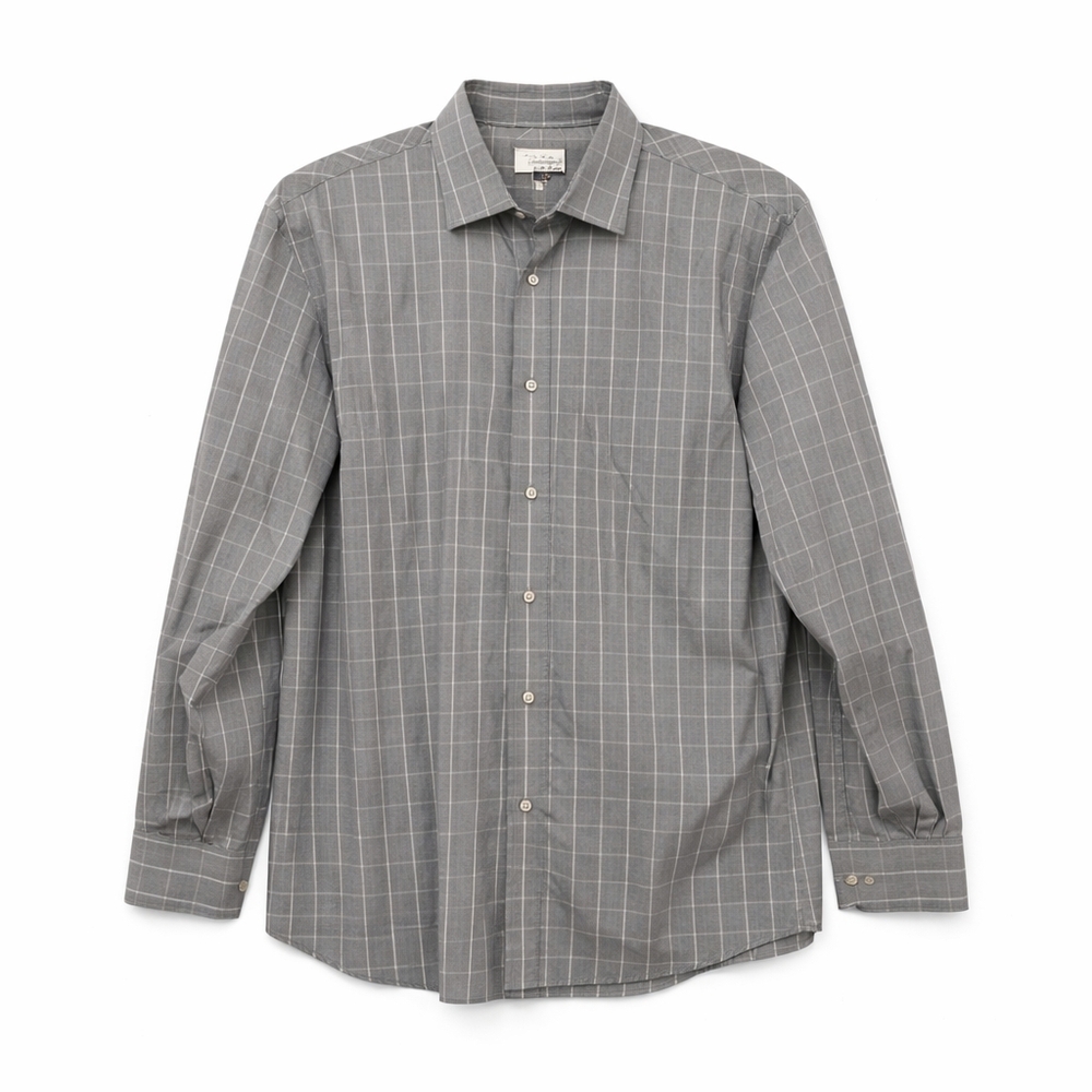 Joseph Abboud Non-Iron Slim Fit Dress Shirt 16 32/33 Grey Plaid